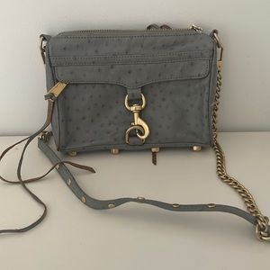 Rebecca Minkoff grey ostrich mini mac